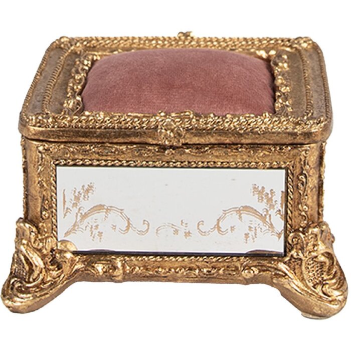 Clayre & Eef 6PR4132 Schmuckkasten Goldfarbig 12x12x7 cm