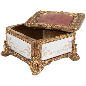 Clayre & Eef 6PR4132 Schmuckkasten Goldfarbig 12x12x7 cm