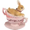 Clayre & Eef 6PR4986 Deko Kaninchen in Tasse 9x7x9 cm Braun Rosa