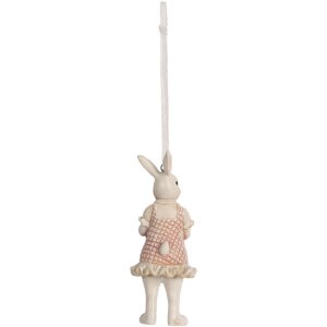 Декоративный подвесной элемент «Кролик» белый/розовый, 4x4x10 см