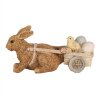 Clayre & Eef 6PR5005 Deko Kaninchen mit Wagen Braun 15x5x7 cm