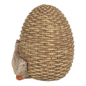 Clayre & Eef 6PR5026 Deko Huhn beim Ei 9x8x10 cm Braun Weiß