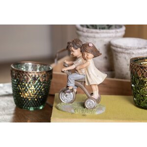 Clayre & Eef 6PR5027 Dekoration Kinder auf Fahrrad Braun 10x6x14 cm