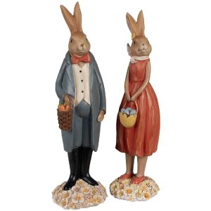 Clayre & Eef 6PR5037 Deko Kaninchen Braun Grau 10x9x34 cm Landhausstil