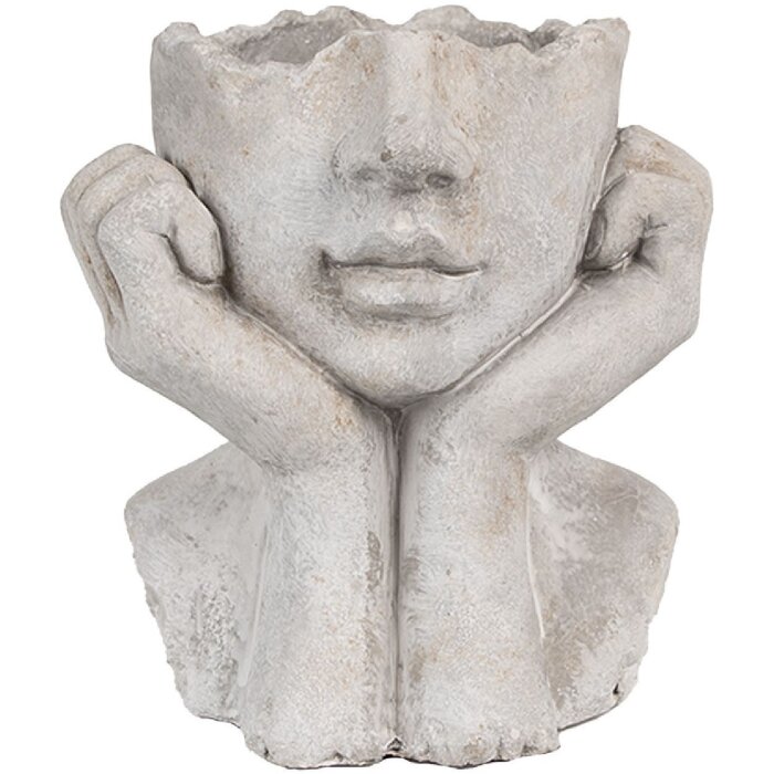 Кашпо Clayre & Eef серого цвета 17x14x18 см — в форме лица