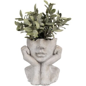 Кашпо Clayre & Eef серого цвета 17x14x18 см — в форме лица