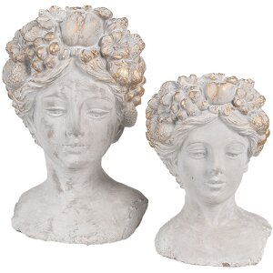 Кашпо Clayre & Eef 6TE0499S серого цвета, ретро-дизайн, 14x14x22 см