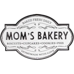 Clayre & Eef 6Y5496 Textschild Moms Bakery Weiß...