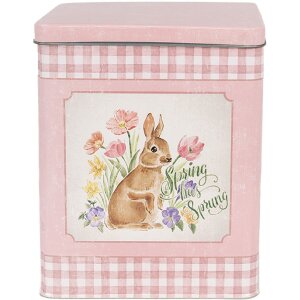 Clayre & Eef 6Y5508 Büchse Blech 2er Set Blau Rosa 21x15x25 18x13x22 cm