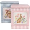 Clayre & Eef 6Y5508 Büchse Blech 2er Set Blau Rosa 21x15x25 18x13x22 cm