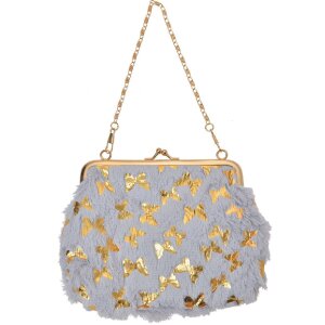 Juleeze JZWA0178G Clutch Schmetterling Grau Gold 15x10cm