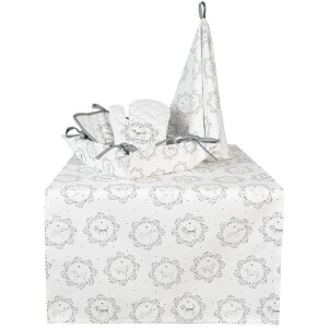 Кухонное полотенце Clayre & Eef LGD48 белый/серый дизайн головы оленя Ø 80 см