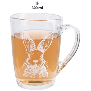 Clayre & Eef RAEGL0006 Teeglas Hase 300ml Transparent...