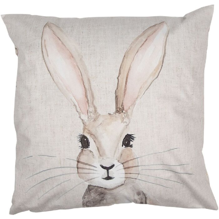 Clayre & Eef RUB22 Hase Kissenhülle 45x45 Beige Deko-Zierkissen