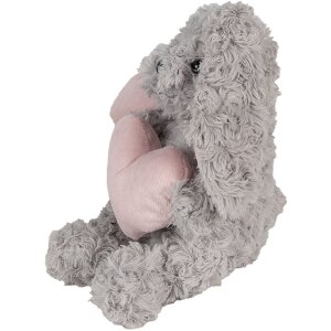 Clayre & Eef TW0603 Плюшевый кролик серый с сердцем...
