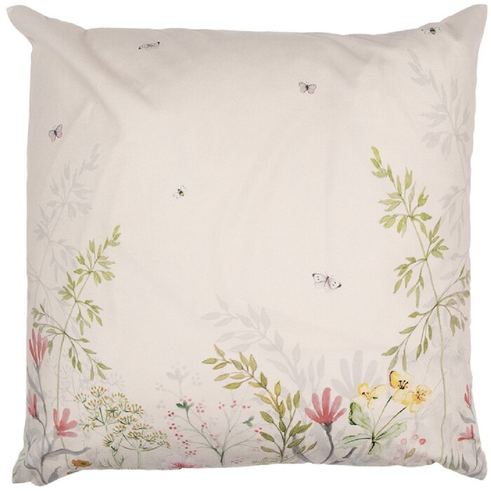 Clayre & Eef WFF22 Чехол для подушки Flora & Fauna 45x45 бежево-зеленый