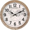 ZEP Wanduhr Yvonne Ø30x6,5 cm Weltkarte Holz Quarzuhrwerk