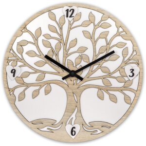 ZEP Vita Wanduhr Holzbaumdesign Naturweiß 30cm