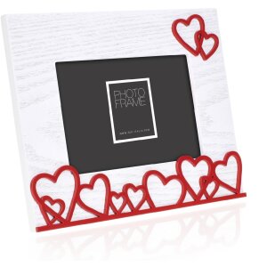 ZEP Деревянная фоторамка Amalia Горизонтальная 10x15 см Белая с красными сердечками