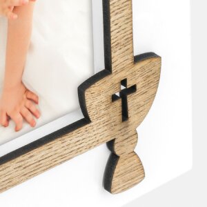 ZEP Fotorahmen Michela Holz Kommunion 10x15 cm mit Laub- und Kreuzmuster