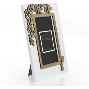 ZEP Fotorahmen Michela Holz Kommunion 10x15 cm mit Laub- und Kreuzmuster