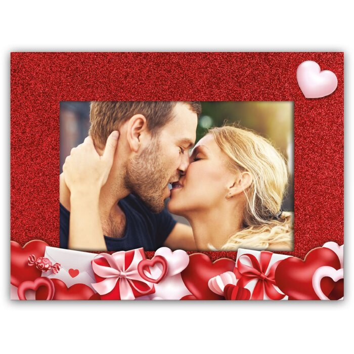 ZEP Holz-Fotorahmen Deva Horizontal 10x15 cm Rot Glitzernd