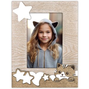 ZEP Holz-Fotorahmen Figaro 10x15 cm Braun Katzenmotiv