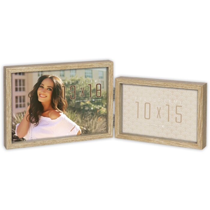 ZEP Basilea Doppelrahmen Holz Natur 36x14.5cm Fotos 10x15/13x18