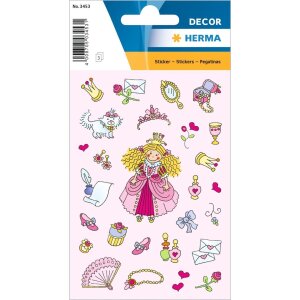 HERMA Schmucketiketten DECOR Prinzessinnen 3 Blatt 9 x...