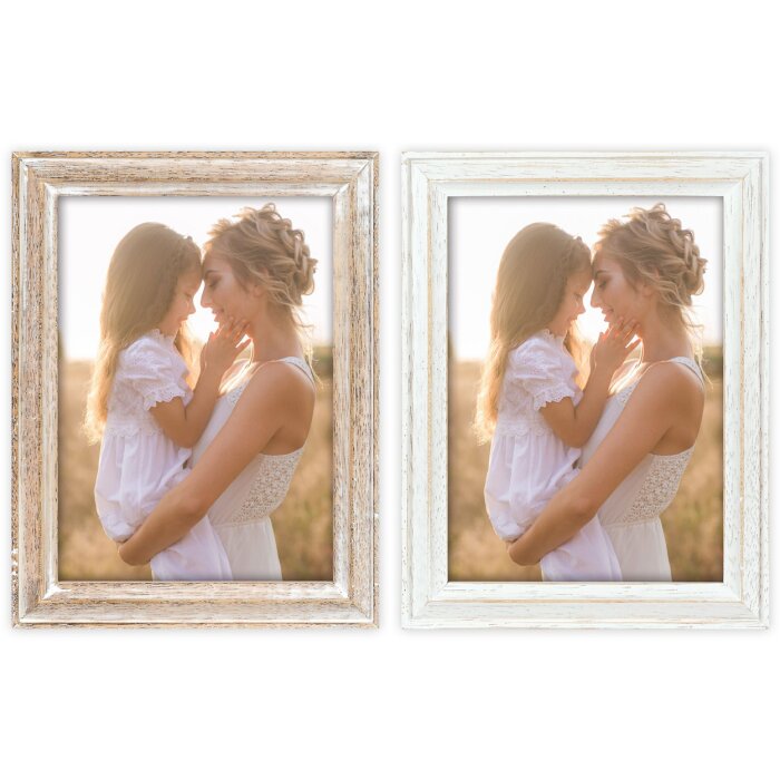 ZEP Holz-Bilderrahmen Rosel Weiß Natur 10x15 bis 20x30 cm Klassischer Stil