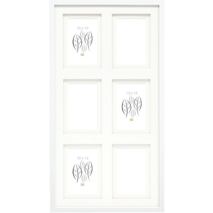 Deknudt S65KK1 Galerierahmen Weiß Doppelpassepartout 6x 10x15 cm