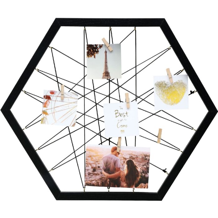 Deknudt S68VB2 Memotafel Sechseckig Schwarz mit Klammern 40x40 cm