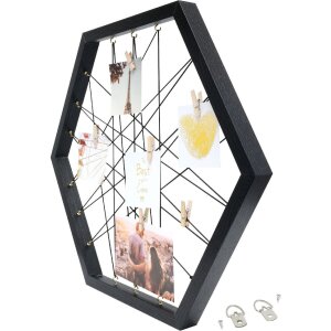 Deknudt S68VB2 Memotafel Sechseckig Schwarz mit Klammern 40x40 cm