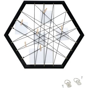Deknudt S68VB2 Memotafel Sechseckig Schwarz mit Klammern 40x40 cm