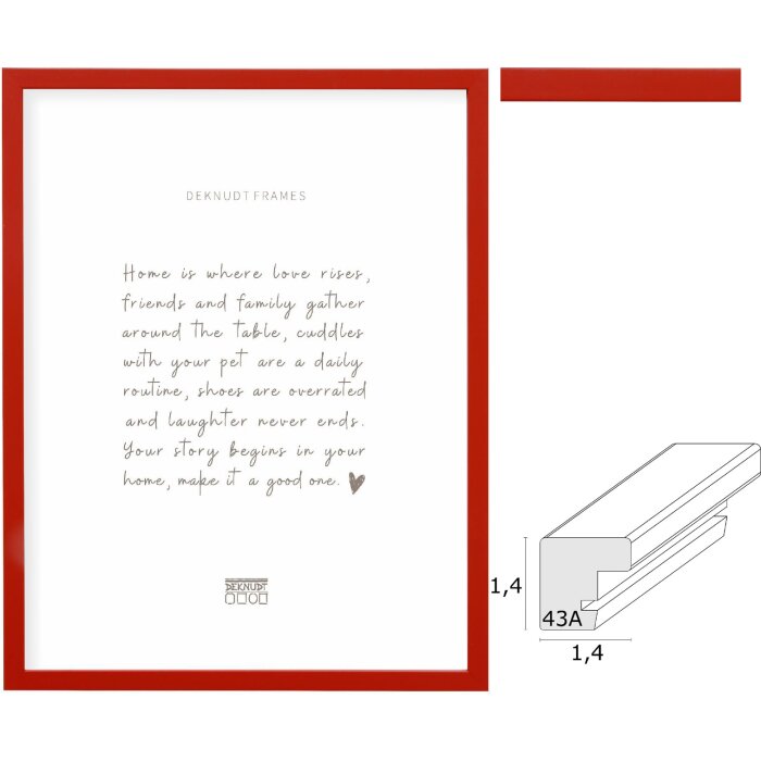 Deknudt S43AK4 Holzrahmen Rot Schmal Blockprofil 10x15 cm bis 30x40cm