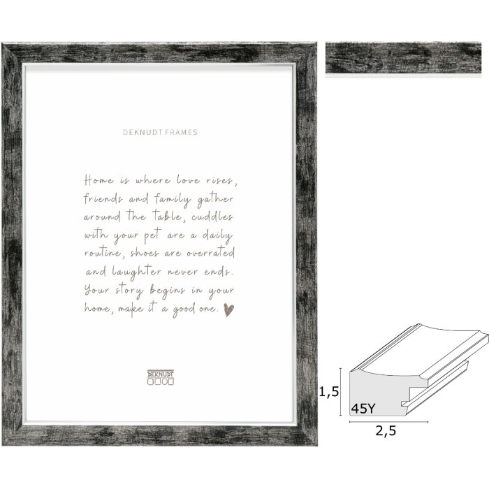 Deknudt S45YE2 Holzrahmen Schwarz Silberkante 10x15 bis 40x50 cm
