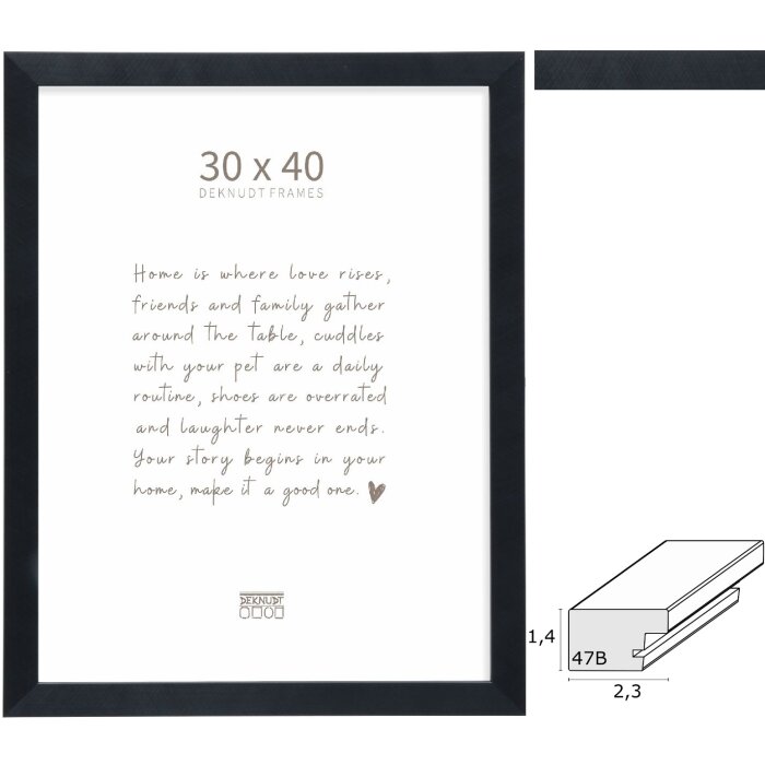 Deknudt S47BK2 Rahmen Schwarz 10x15 cm bis 50x70 cm Kunststoff Blockprofil