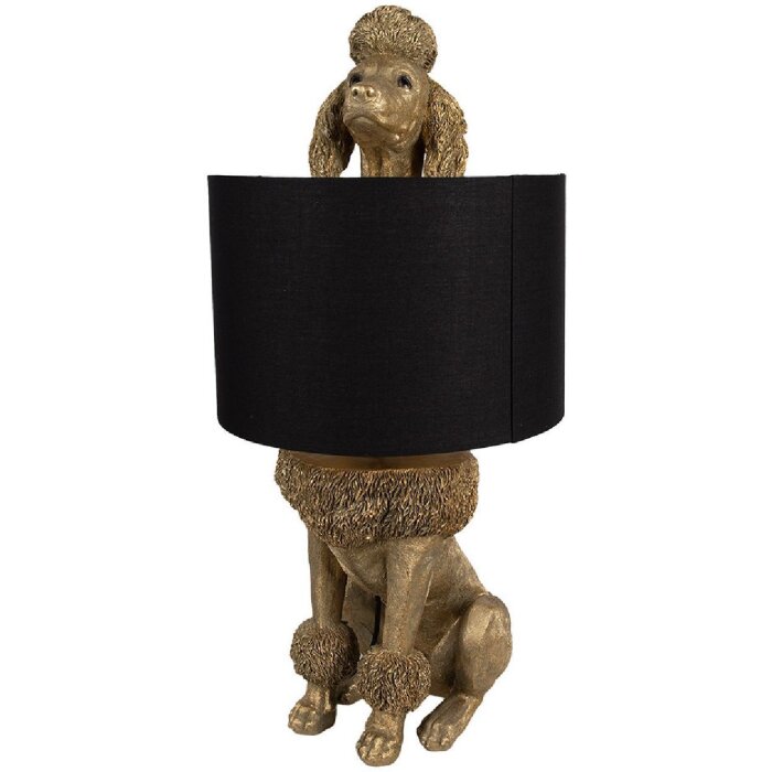 Clayre & Eef 5LMC0036 Настольная лампа Poodle Gold Black 30x28x57 см E27/max 1x60W
