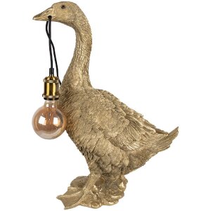 Clayre & Eef 5LMP671 Tischlampe Gans goldfarben 42x23x60 cm E27/max 60W
