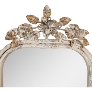 Clayre & Eef 62S296 Tischspiegel Antik Weiß 25x6x48 cm Blumenverzierung