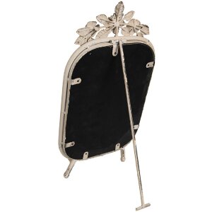 Clayre & Eef 62S296 Tischspiegel Antik Weiß 25x6x48 cm Blumenverzierung