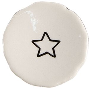 Clayre & Eef 65287 Türknopf Stern Weiß Keramik Ø 4x3/6 cm