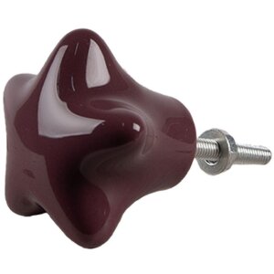 Clayre & Eef 65292 Дверная ручка звезда бордо Ø 4x3/6 см