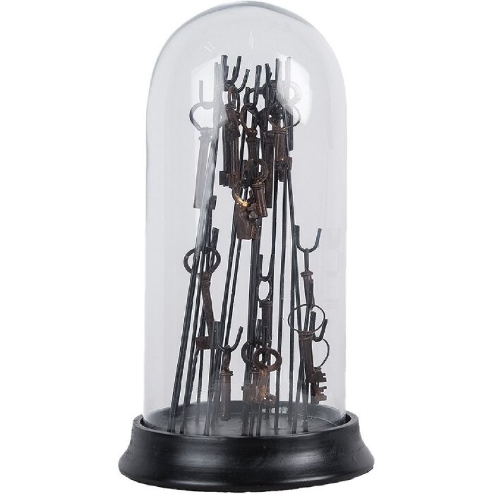 Clayre & Eef 65463 Стеклянный кувшин с декором черный Ø 18x36 см