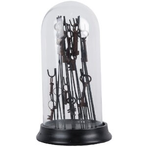 Clayre & Eef 65463 Стеклянный кувшин с декором черный Ø 18x36 см