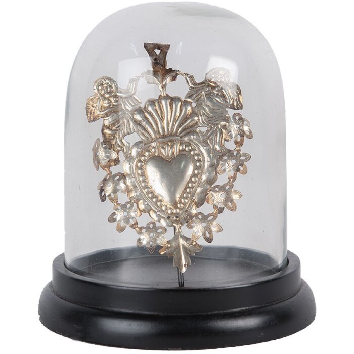 Clayre & Eef 65464 Стеклянная банка-колокол с декором 13x17 см