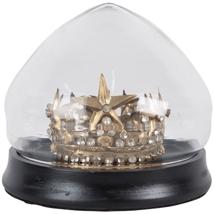 Clayre & Eef 65467 Стеклянная банка-колокол с декором в виде короны Ø 13x12 см