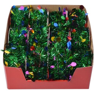 Clayre & Eef 65486 Weihnachtsgirlande grün bunt 450 cm Set 12