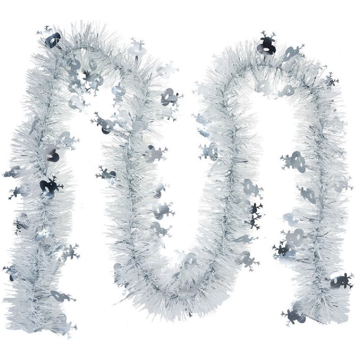 Clayre & Eef 65560 Рождественская гирлянда 200 см Снеговик серебристый