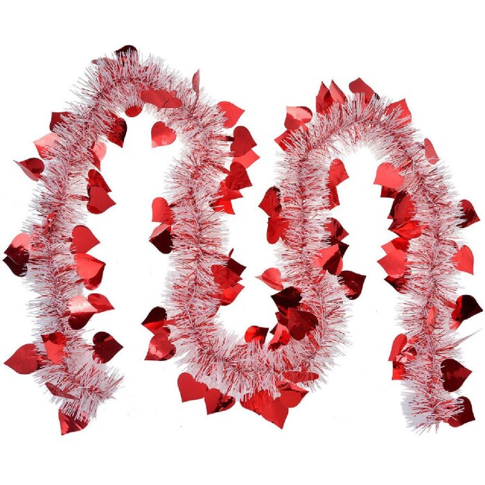 Clayre & Eef 65561R Weihnachtsgirlande Dekoration Rot Weiß 200 cm